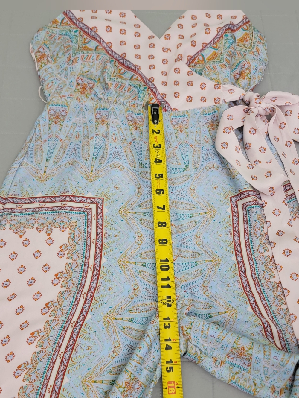 Free People Jumpsuit Wide Leg Cabbage Rose Satin Light Pink /Blue Size 6 - Picture 9 of 11